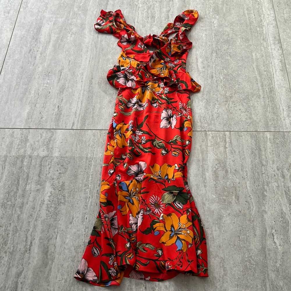NWT racer ruffle midi dress